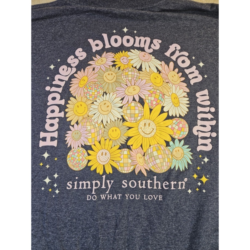 Simply Southern Blooms From Within Long Sleeve Graphic Shirt Women's XXL Blue